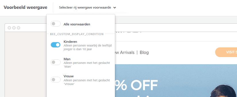 Dynamische content in de BEE Drag & Drop Editor