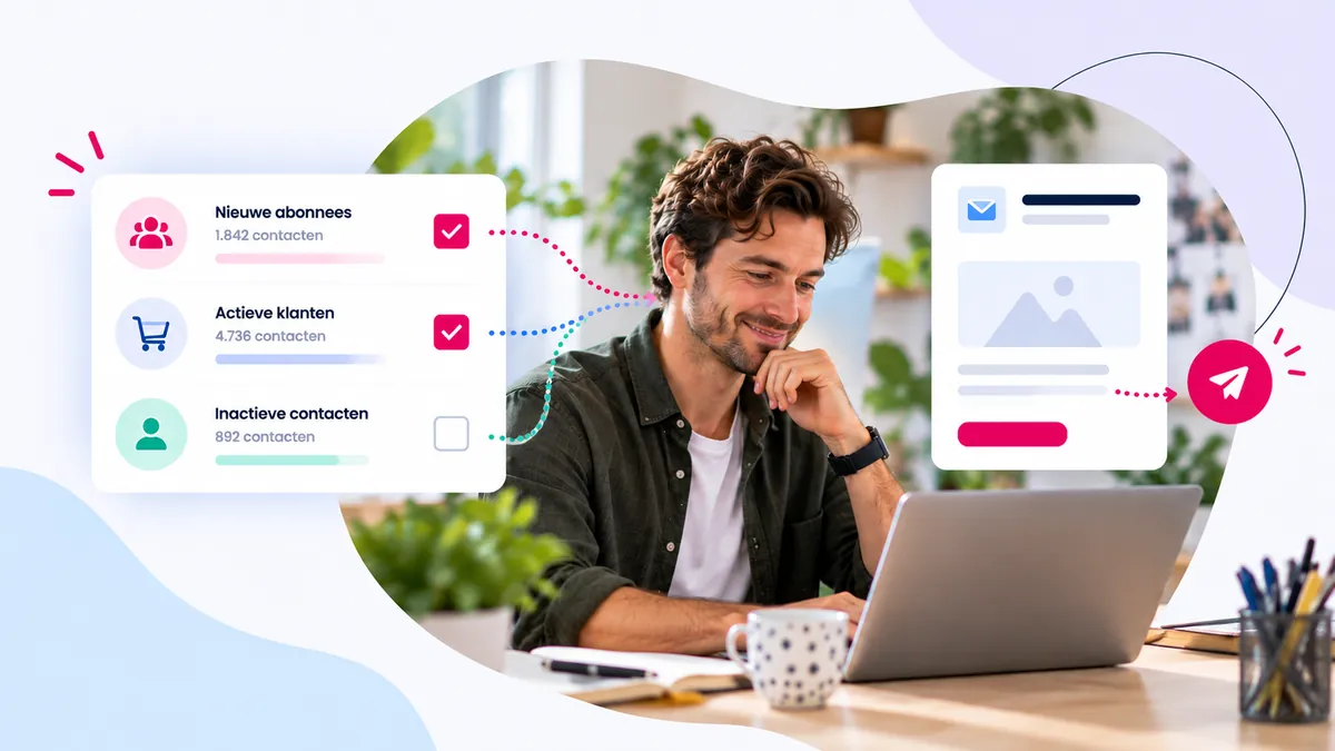Marketeer stelt in MailCamp segmenten samen voor een nieuwsbrief